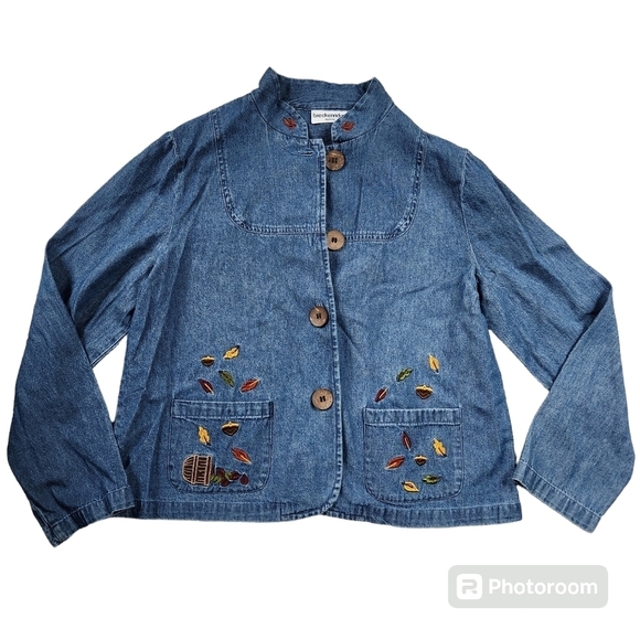 Breckenridge Embroidered Chambray Fall Jacket sz SmallP - Picture 1 of 5